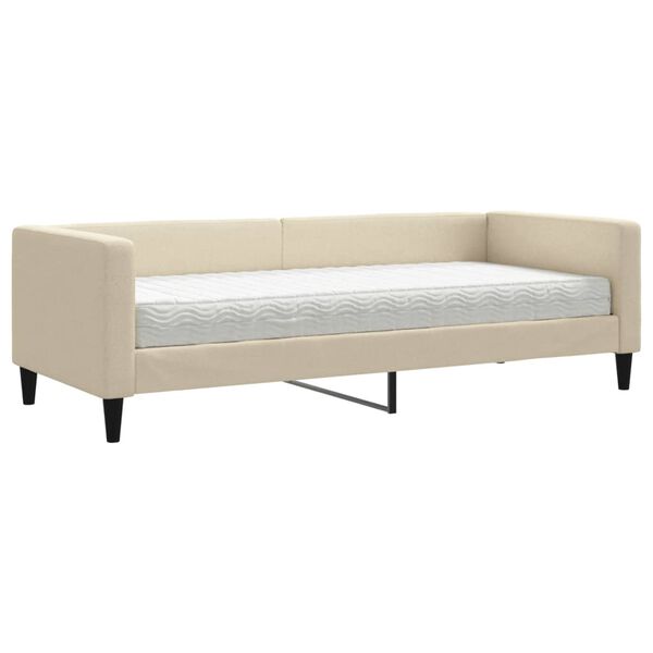 vidaXL Sofá-cama com colchão 80x200 cm tecido cor creme