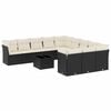 vidaXL 12 pcs conjunto de sof&aacute;s de jardim c/ almofad&otilde;es vime PE preto