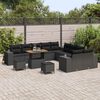 vidaXL Conjunto de Sof&aacute; de Jardim com almofada 13 pcs Preto vime PE