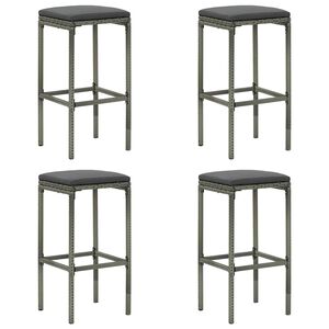 vidaXL Bancos de bar com almofad&otilde;es 4 pcs vime PE cinzento