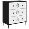 vidaXL Ba&uacute; de Gavetas HANAU Estampa de folhas verdes 66 x 36,5 x 76 cm