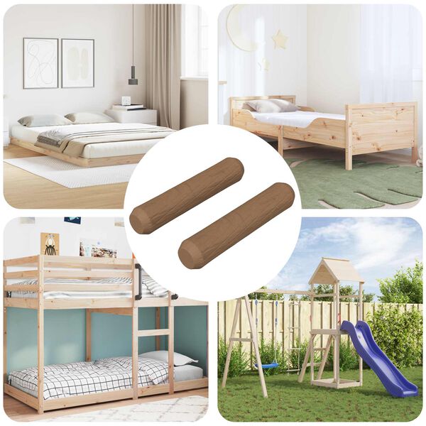 vidaXL Dowels de madeira 2 pcs Castanho &Oslash;8 x 35 mm Madeira maci&ccedil;a