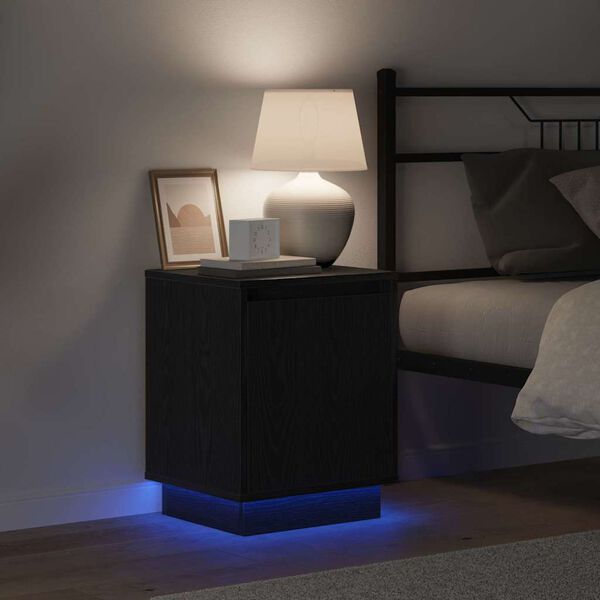 vidaXL Arm&aacute;rio de Cabeceira Carvalho Preto 39 x 34,5 x 50 cm