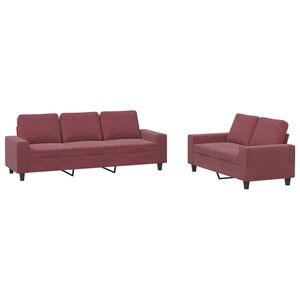 vidaXL 2 pcs conjunto de sof&aacute;s tecido vermelho-tinto