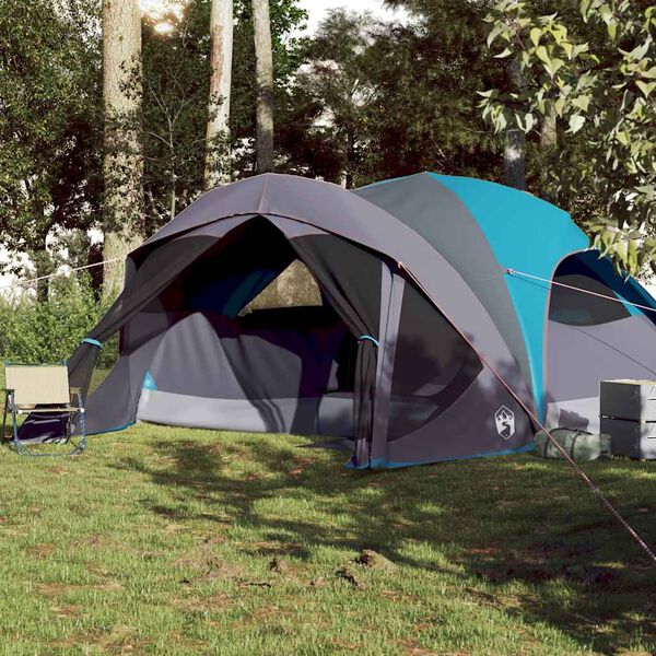 vidaXL Tenda familiar estilo cabana para 6 pessoas impermeável azul