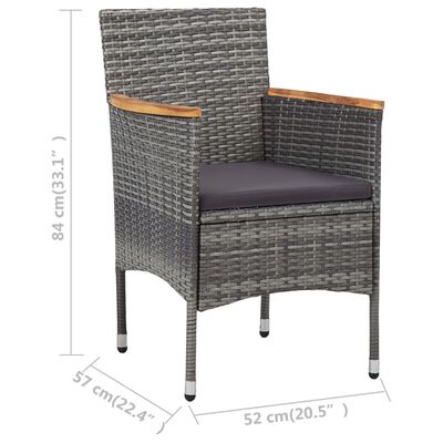 vidaXL Cadeiras de jantar para jardim 2 pcs vime PE cinzento