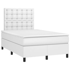vidaXL Cama boxspring com colch&atilde;o 120x190 cm couro artificial branco