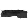 vidaXL 9 pcs conjunto de sof&aacute;s p/ jardim c/ almofad&otilde;es vime PE preto