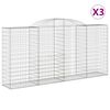 vidaXL Cestos gabi&atilde;o arqueados 3pcs 300x50x140/160cm ferro galvanizado