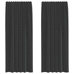 vidaXL Cortinas de voile com bolsos para var&atilde;o 2 pcs preto