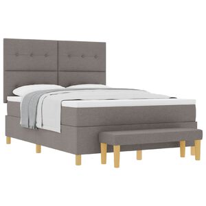 vidaXL Cama Box com cabeceira Cinzento-acastanhado 200 x 160 cm tecido