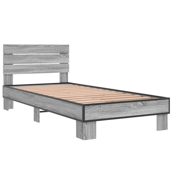 vidaXL Estrutura cama 100x200 cm derivados madeira/metal cinza sonoma