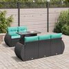 vidaXL 6 pcs conjunto sof&aacute;s jardim c/ almofad&otilde;es vime PE/ac&aacute;cia preto