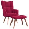 vidaXL Cadeira de descanso com banco veludo vermelho tinto