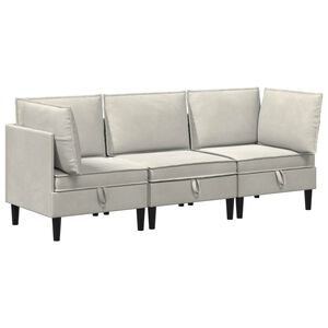 vidaXL Conjunto de M&oacute;veis para Sala de Estar 3 unid. Creme Veludo