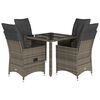 vidaXL 5 pcs conjunto de jantar p/ jardim c/ almofad&otilde;es vime PE cinza
