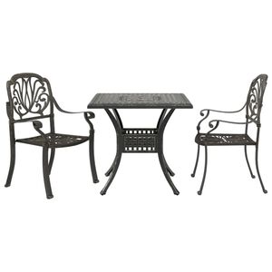 vidaXL 3 pcs conjunto de bistr&ocirc; alum&iacute;nio fundido bronze
