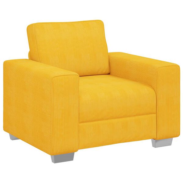 vidaXL Poltrona 100x77x82 cm tecido corduroy amarelo-claro