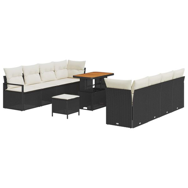 vidaXL Conjunto de Sof&aacute; de Jardim Preto e Creme 90 x 55 x 71 cm