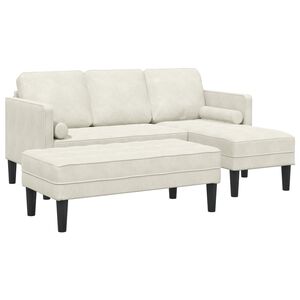 vidaXL Conjunto de Sof&aacute;s 2 unid. Creme Poli&eacute;ster