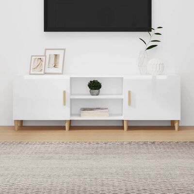 vidaXL Móvel para TV 150x30x50 cm madeira processada branco brilhante