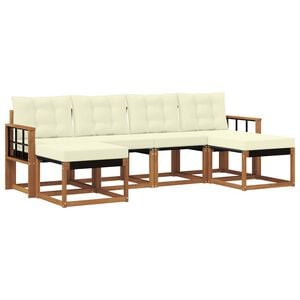 vidaXL Conjunto de Sof&aacute;s para Exterior 6 pcs Natural e Creme