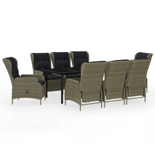 vidaXL 9 pcs conjunto de jantar para jardim castanho