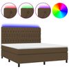 vidaXL Cama box spring c/ colch&atilde;o/LED 160x200cm tecido castanho-escuro