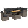 vidaXL 7 pcs conjunto sof&aacute;s p/ jardim c/ almofad&otilde;es vime PE cinzento