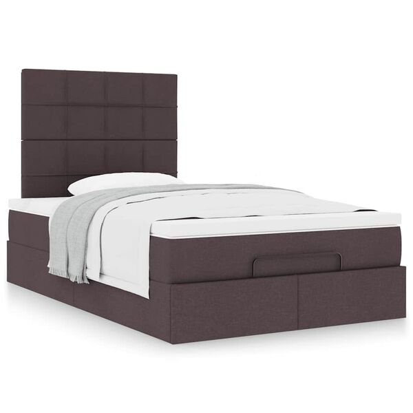 vidaXL Estrutura de cama otomana com colch&atilde;o 120x190cm castanho escuro