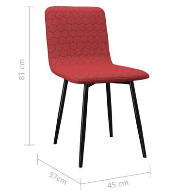 vidaXL Cadeiras de jantar 2 pcs tecido vermelho tinto