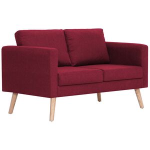 vidaXL Sof&aacute; de 2 lugares em tecido vermelho tinto