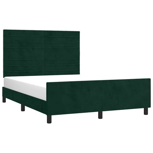 vidaXL Estrutura de cama sem colch&atilde;o 140x190 cm veludo verde-escuro