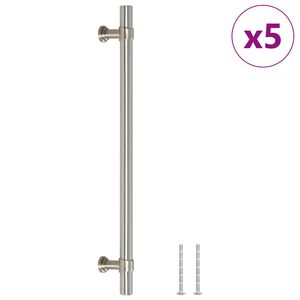vidaXL Puxadores para m&oacute;veis 5 pcs 192 mm a&ccedil;o inoxid&aacute;vel prateado
