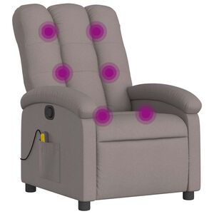 vidaXL Poltrona de massagens reclin&aacute;vel tecido cinzento-acastanhado
