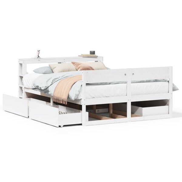 vidaXL Cama sem colchão 160x200 cm madeira de pinho maciça branco