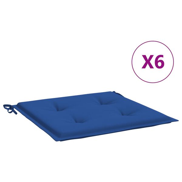 vidaXL Almofad&otilde;es p/ cadeiras jardim 6 pcs 50x50x4 cm oxford azul real