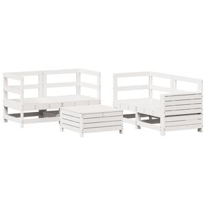 vidaXL 5 pcs conjunto de sof&aacute;s de jardim madeira pinho maci&ccedil;a branco