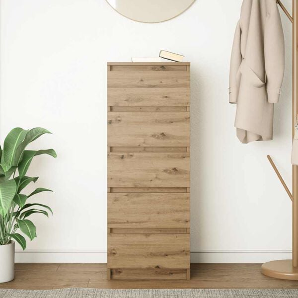 vidaXL Aparador com gavetas derivados de madeira carvalho artisiano