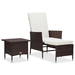 vidaXL 2 pcs conjunto lounge jardim c/ almofad&otilde;es vime PE castanho