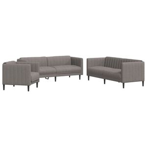 vidaXL 3 pcs conjunto de sof&aacute;s tecido cinzento-acastanhado