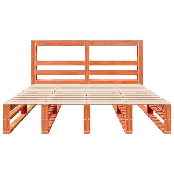 VidaXL Cama sem colch&atilde;o 140x190 cm pinho maci&ccedil;o castanho-mel