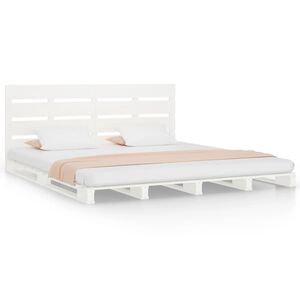 vidaXL Cama sem colch&atilde;o 160x200 cm madeira de pinho maci&ccedil;a branco