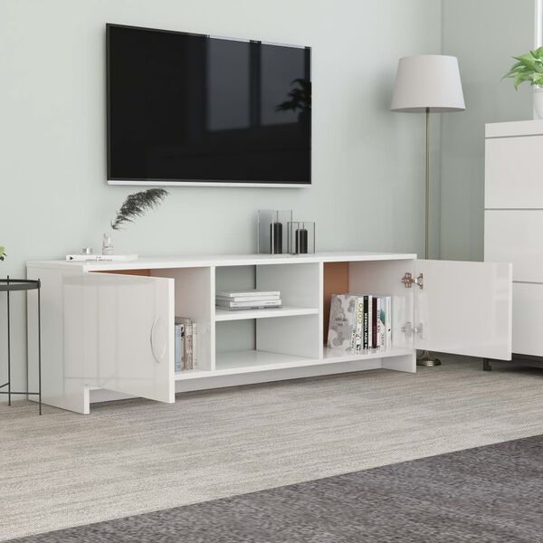vidaXL Móvel de TV 120x30x37,5 cm contraplacado branco brilhante