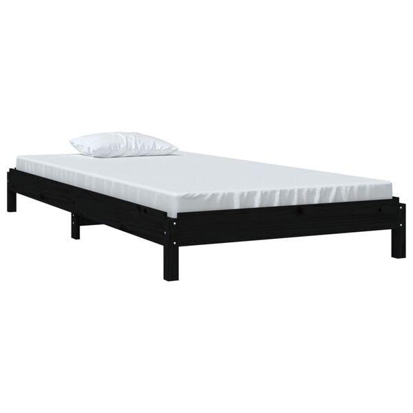 vidaXL Cama empilhável 75x190 cm madeira de pinho maciça preto