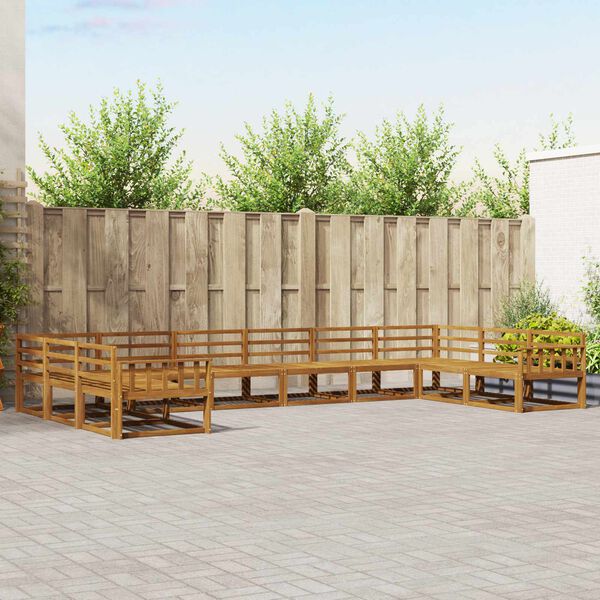 vidaXL Conjunto de Sof&aacute;s para Exterior 10 pcs Natural