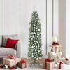 vidaXL &Aacute;rvore Slim de Natal Artificial Verde e Branco 180 cm