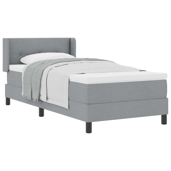 vidaXL Cama Box com colch&atilde;o Cinzento-claro 200 x 90 cm Poli&eacute;ster
