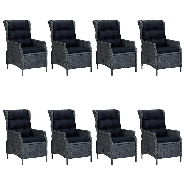 vidaXL 9 pcs conjunto de jantar para jardim cinzento-escuro