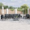 vidaXL Conjunto de Sof&aacute; de Jardim com almofada 7 pcs Preto A&ccedil;o